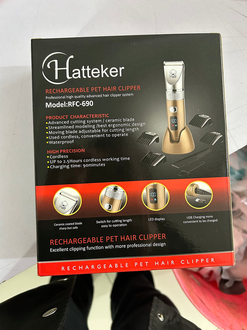 Hatteker Clipper Trimmer Dog Hair Clipper Cat Pet Long Hair Professional Dog Clipper Animal Hair Trimmer Battery Electric Wireless Low Noise Rechargeable - PawsPlanet Australia