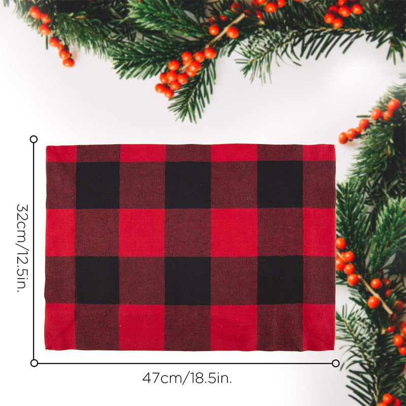 LUTER 6pcs Buffalo Check Placemats Christmas Double-Sided Placemats Red&Black Plaid Table Mat for Table Decorations, Christmas Decor Supplies (47×32cm/18.5×12.5inch) - PawsPlanet Australia