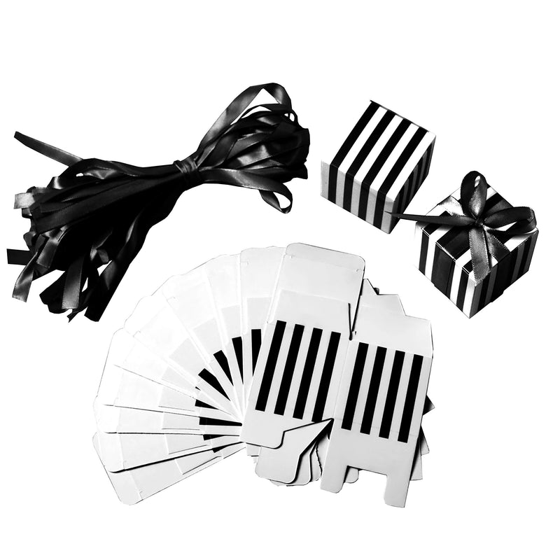 Small Cube Candy Boxes Bulk Black and White Strips Party Favors Gift Boxes Baby Shower Thank You Treat Boxes Graduation Party Boxes Supplies, 5x5x5cm, 50pc StripBox-BlackWhite - PawsPlanet Australia