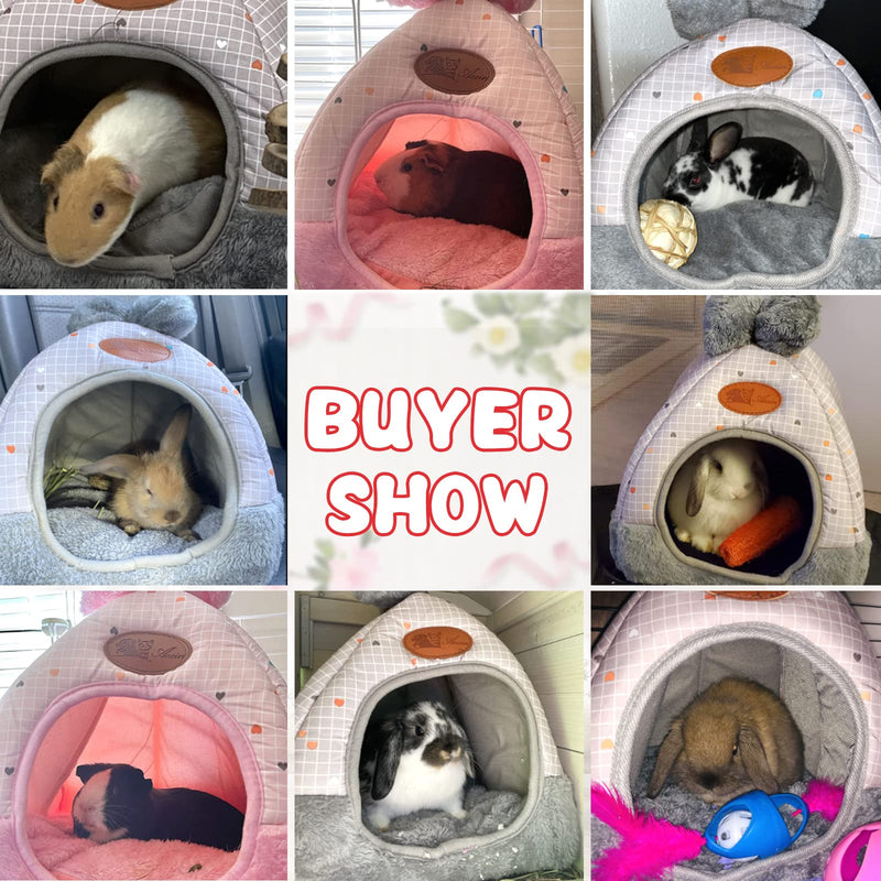 YUEPET Guinea Pig Bed Warm Bunny Cave Beds Cute Bowknot House Big Hideouts Cage Accessorie for Dwarf Rabbits Hamster Bunny Ferrets Rats Hedgehogs Chinchilla Blue - PawsPlanet Australia