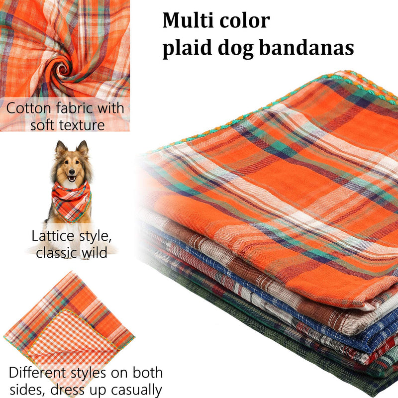 [Australia] - SATINIOR 6 Pieces Dog Bandana Dog Cat Scarf Washable Reversible Printed Bibs Cotton Dog Puppy Kerchief Set for Small Medium Size Cat Dog Pets Plaid Style 