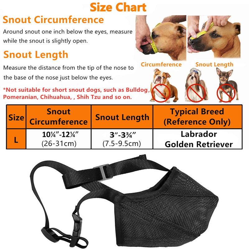 gotyou Muzzle for dogs, dog training muzzle, dog muzzle, muzzle for dogs with rounded mesh, breathable muzzle for dogs, for medium dogs, large dogs, prevents biting, chewing (L). - PawsPlanet Australia
