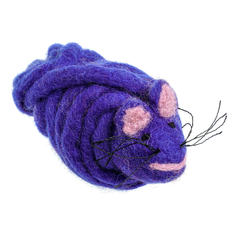 Mimis Daughters Cat Kitten Chew Mouse Scratch Chase Play Toy - Interactive Exercise 2M Long Tail - For Indoor Cats - Unique Handmade Felt Cat Toy (Blue) Blue - PawsPlanet Australia