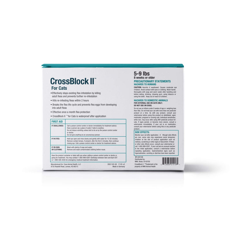 VetOne: CrossBlock II Kills & Prevents Fleas on Cats & Kittens up to 9 Lbs. 3 Applications - PawsPlanet Australia