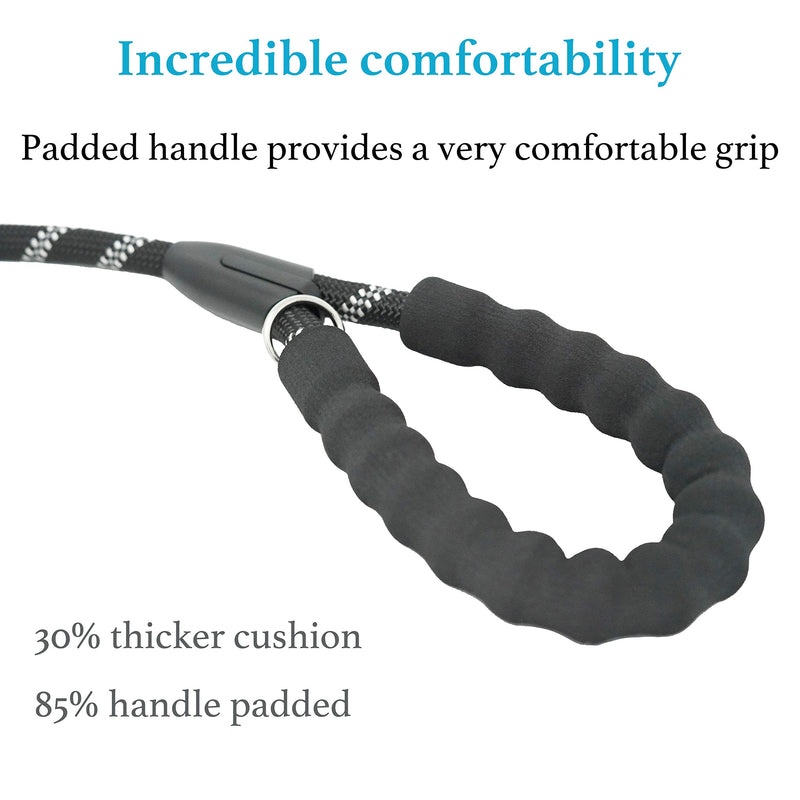 [Australia] - iYoShop 6 FT Strong Dog Leash with Comfortable Padded Handle and Highly Reflective Threads Dog Leashes for Medium and Large Dogs up to 150 lbs 6FT Black/White 