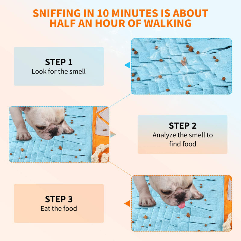 FREESOO Snuffle Mat for Dogs Boredom Dog Puzzle Toy Puppy Brain Training Pad Pet Feeding Mat Dog Treat Feeder Toy Orange - PawsPlanet Australia