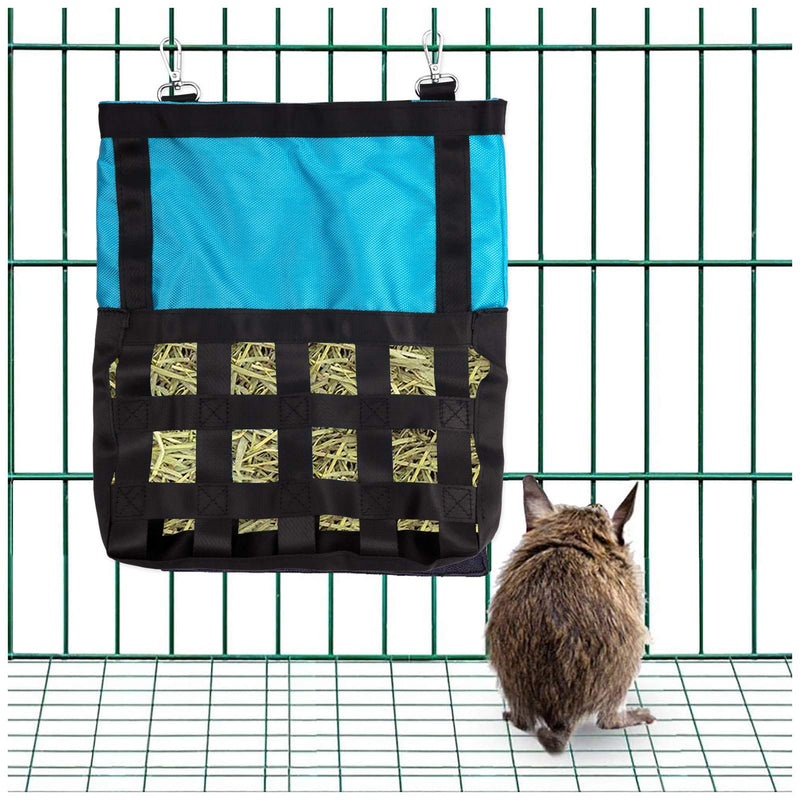 SINBLUE Small Animal Automatic Feeders, Rabbit Hay Feeder Bag for Standing Pet-self Feeding Hay Manager Oxford Cloth Fabric Blue - PawsPlanet Australia