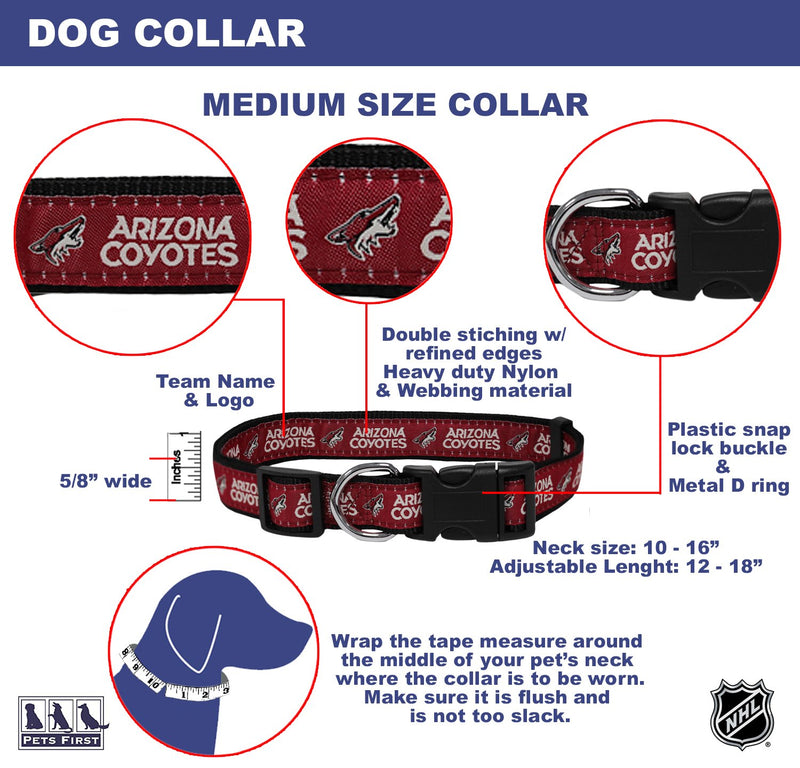 [Australia] - Pets First NHL Arizona Coyotes Collar for Dogs & Cats, Medium. - Adjustable, Cute & Stylish! The Ultimate Hockey Fan Collar! NHL Collars Medium (12 - 18" Length x 0.62" Width) 