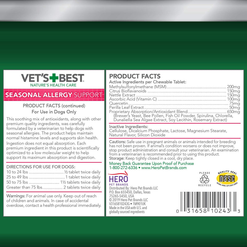 Vets Best Seasonal Allergy Support - PawsPlanet Australia