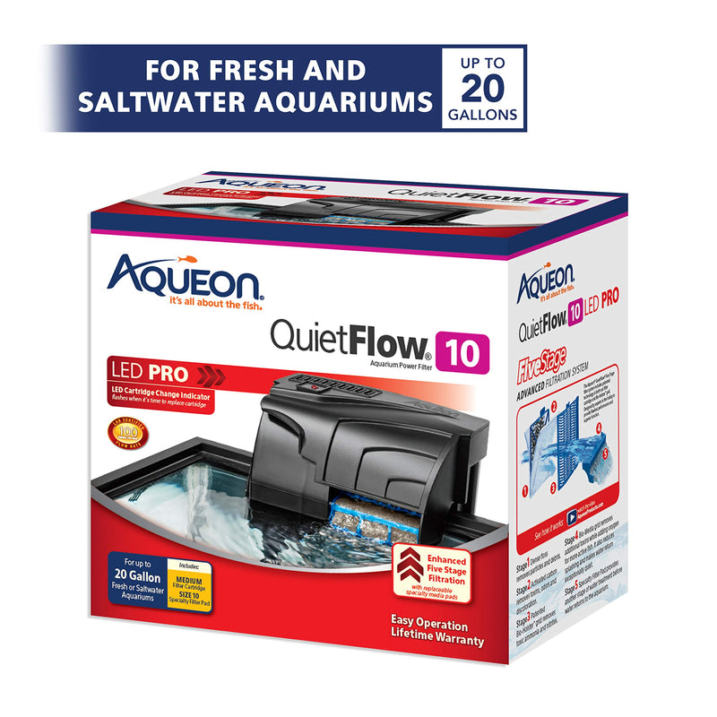 Aqueon QuietFlow LED PRO Aquarium Power Filter 10 - PawsPlanet Australia