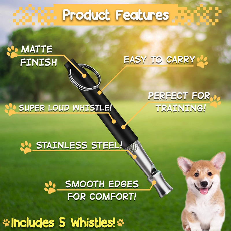Pet Mania - 5 Professional Metal Dog Training Whistles with Keyring Attachment - PawsPlanet Australia