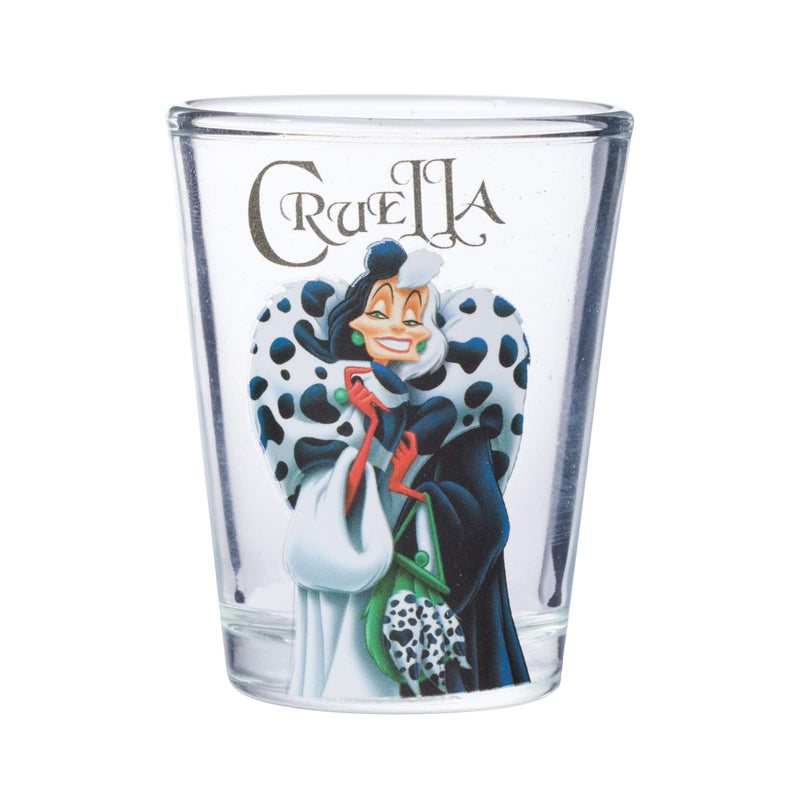 Silver Buffalo Disney Villains Queen, Cruella, Malificent, and Ursula 4-piece Mini Glass Set, 1-Ounce Each, Clear - PawsPlanet Australia