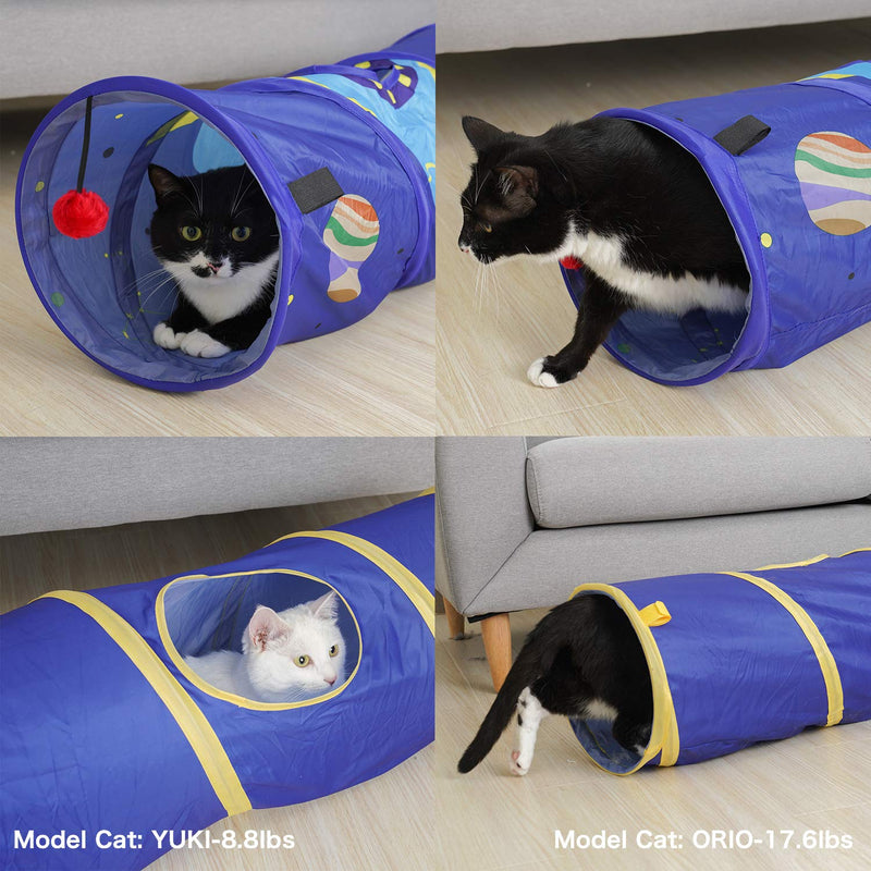 [Australia] - PEOPLE&PETS Collapsible Cat Tunnel, Toys Interactive Pet Play Tubes for Cats and Small Animals, with Peep Holes and Ball Toy Astronauts 