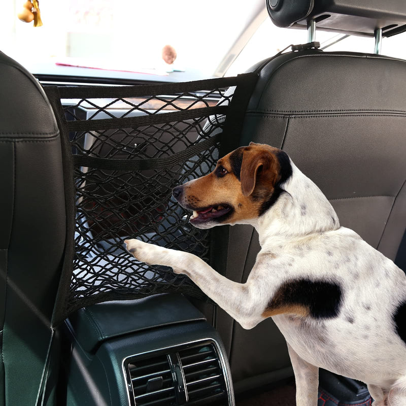 Dog Car Net Barrier, 3-Layer Thicken Car Mesh Organizer with 2 Seat Headrest Hooks & 4 Replaceable Metal Carabiner, Car Mesh Organizer for Driving Safely with Children & Pets - PawsPlanet Australia