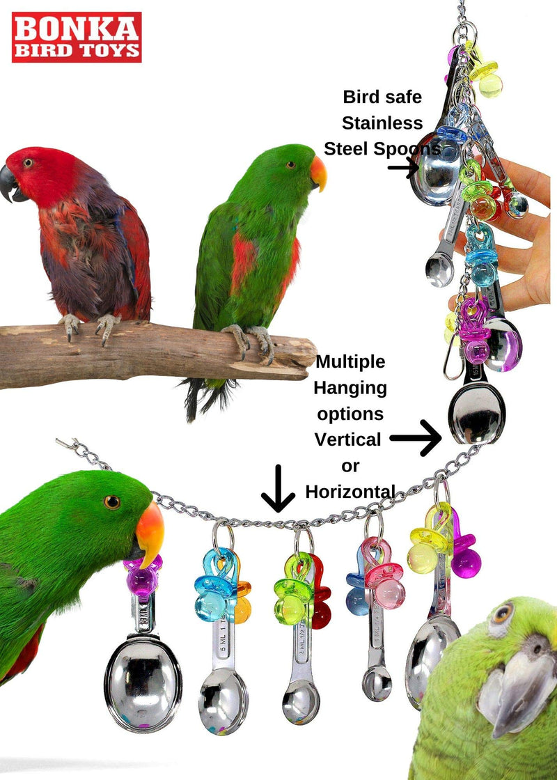 [Australia] - Bonka Bird Toys Durable Delight Bird Toys Parrot Parrotlet Quaker Macaw African Grey Cockatiel Budgie Stainless Steel Spoons Spoon Delight 