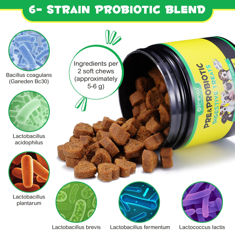 Probiotics for Dogs Digestive Health, Digestive Probiotic Soft Chews for Dogs, Dog Probiotics and Digestive Enzymes, 120 Dog Probiotics Chews Omega-3 & 6, Vitamin, Improve Digestion, Immunity - PawsPlanet Australia