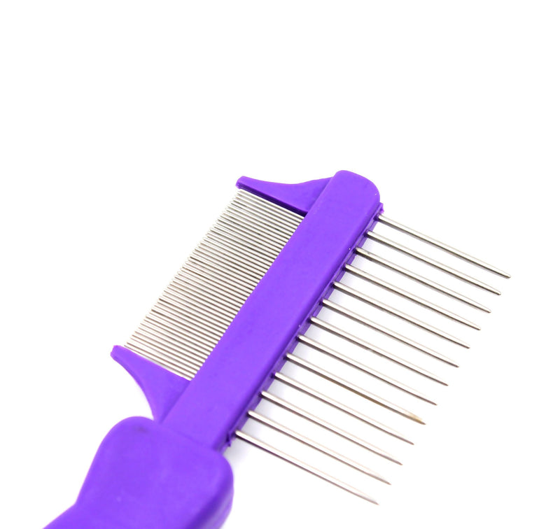 Hertzko Double Sided Flea Comb Densely Packed Pins Removes Fleas, Flea Eggs, and Debris, and The Wider Spaced Pins Detangles and Loosens Dead Undercoat - Suitable for Dogs and Cats - PawsPlanet Australia