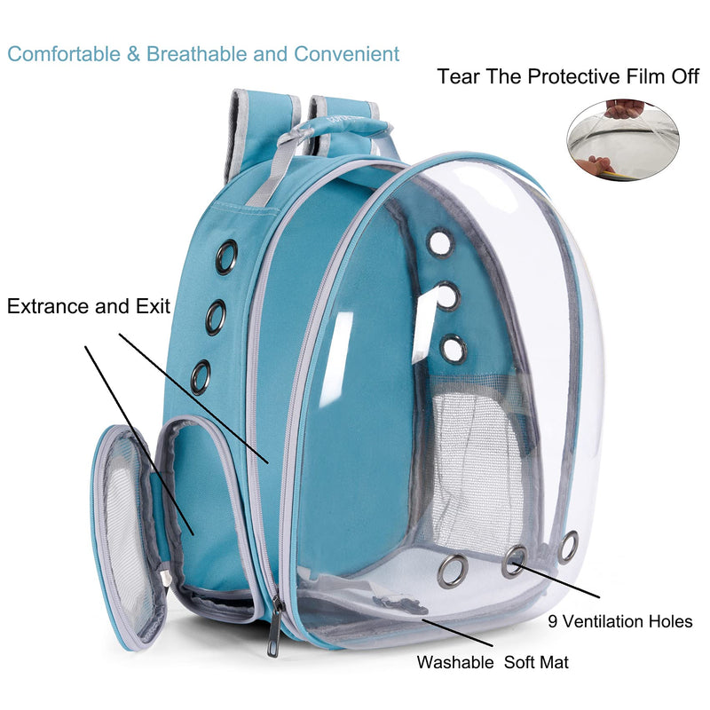 COFOETLN Cat Backpack Carrier Bubble,Pet Carrier Backpack, Airline-Approved, Cats and Puppies Ventilate Transparent Capsule Backpack, Designed for Travel, Walking, Hiking and Outdoor Use Blue - PawsPlanet Australia