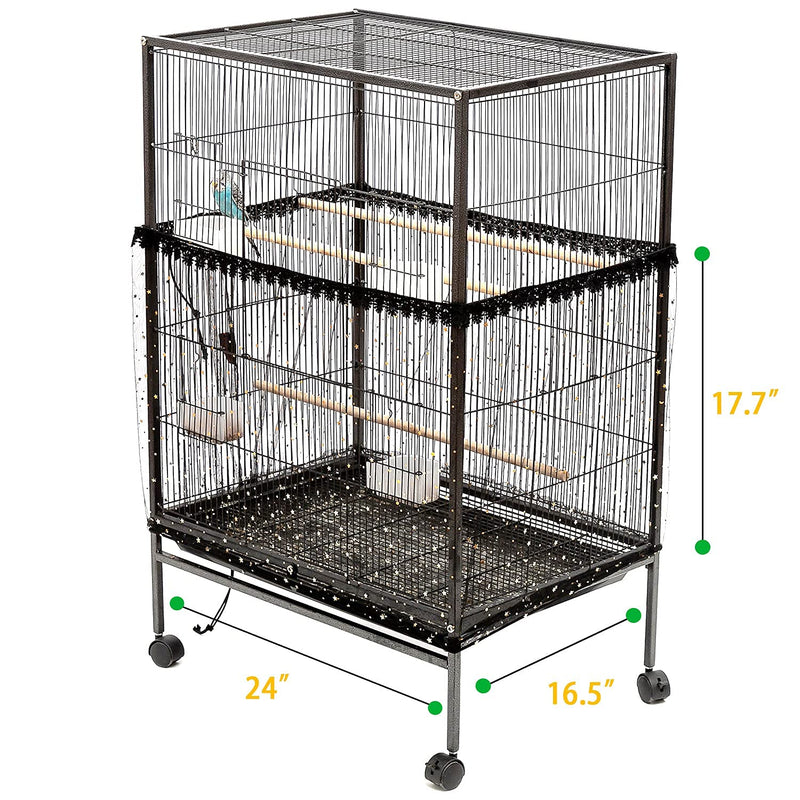 Perfitel Universal Birdcage Cover Seed Catcher Parrot Birdcage Nylon Mesh Guard Netting with lace (Not Included Birdcage,1 Piece)… 100 x 18 inch black-1 - PawsPlanet Australia