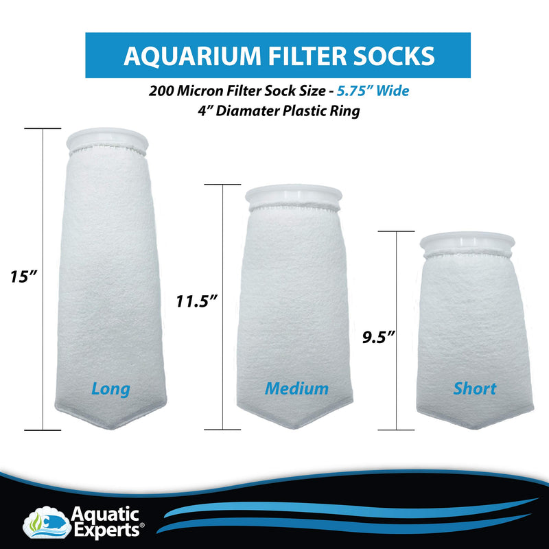 Aquatic Experts Filter Socks 200 Micron - 4 Inch Ring by 14 Inch Long – Long - Premium Aquarium Felt Filter Bags - Custom Made in The USA 2 Pack Welded - PawsPlanet Australia