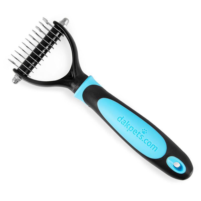 [Australia] - Pet Grooming Tool - 2 Sided Undercoat Rake for Cats & Dogs – Safe Dematting Comb for Shedding - Easy Mats and Tangles Removing - no More Flying Hair Blue 