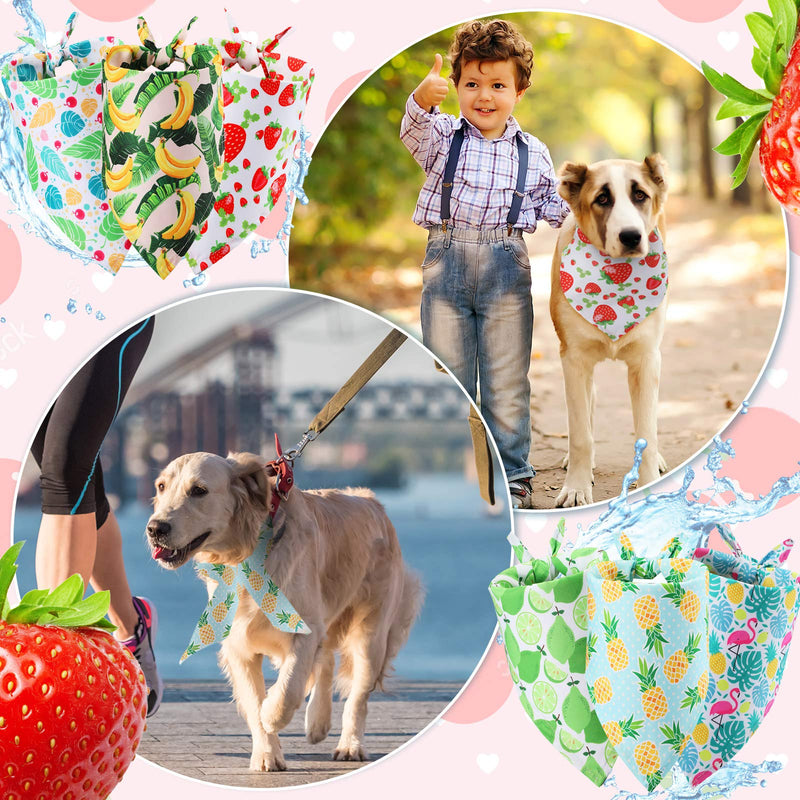 12 Pieces Dog Bandana Scarf Washable Triangular Bibs Pet Summer Flamingo Fruit Print Adjustable Washable Kerchief Hawaii Dog Bandana for Small and Large Dogs (Fruit and Leaves Patterns) Fruit and Leaves Patterns - PawsPlanet Australia