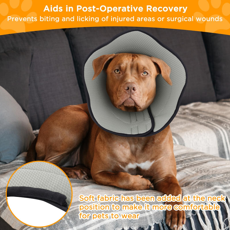 BONTHEE Dog Neck Collar, Breathable Pet Elizabethan Soft Protective Collar Dog After Surgery, Adjustable Elizabethan Collar for Large Dogs to Stop Licking Wound, Lightweight M Grey - PawsPlanet Australia