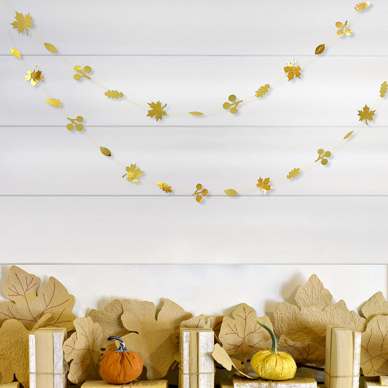 52 Ft Fall Party Decorations Gold Paper Maple Leaf Garlands Streamers Gold Autumn Leaves Banners for Birthday Wedding Bridal Baby Shower Engagement Bachelorette Thanksgiving Harvest Party Supplies Gold Maple - PawsPlanet Australia