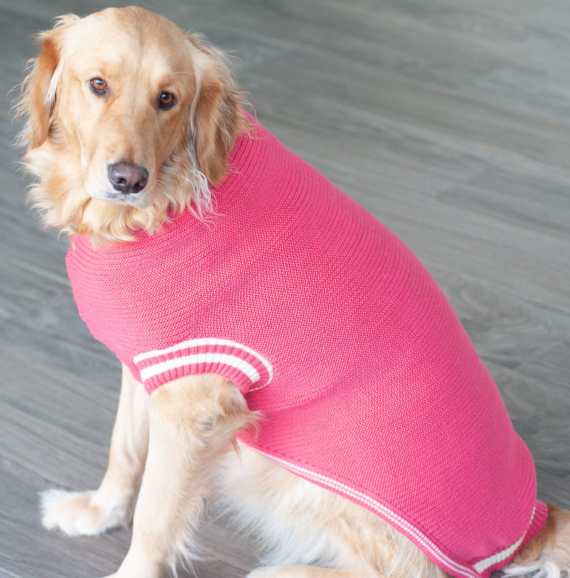 Dog Sweater Knitted, Warm pet Clothes, for Medium and Large Dogs (Medium, Coral) Medium (Chest: 21.2" Length: 18.5") - PawsPlanet Australia