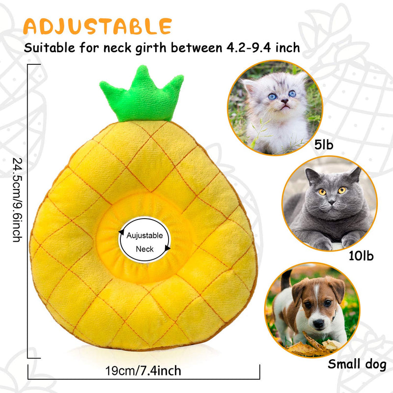 HYLYUN Cat Recovery Collar - Cute Sun Flower Neck Cat Cones After Surgery, Adjustable Cat E Collar, Surgery Recovery Elizabethan Collars for Kitten and Cats Pineapple - PawsPlanet Australia