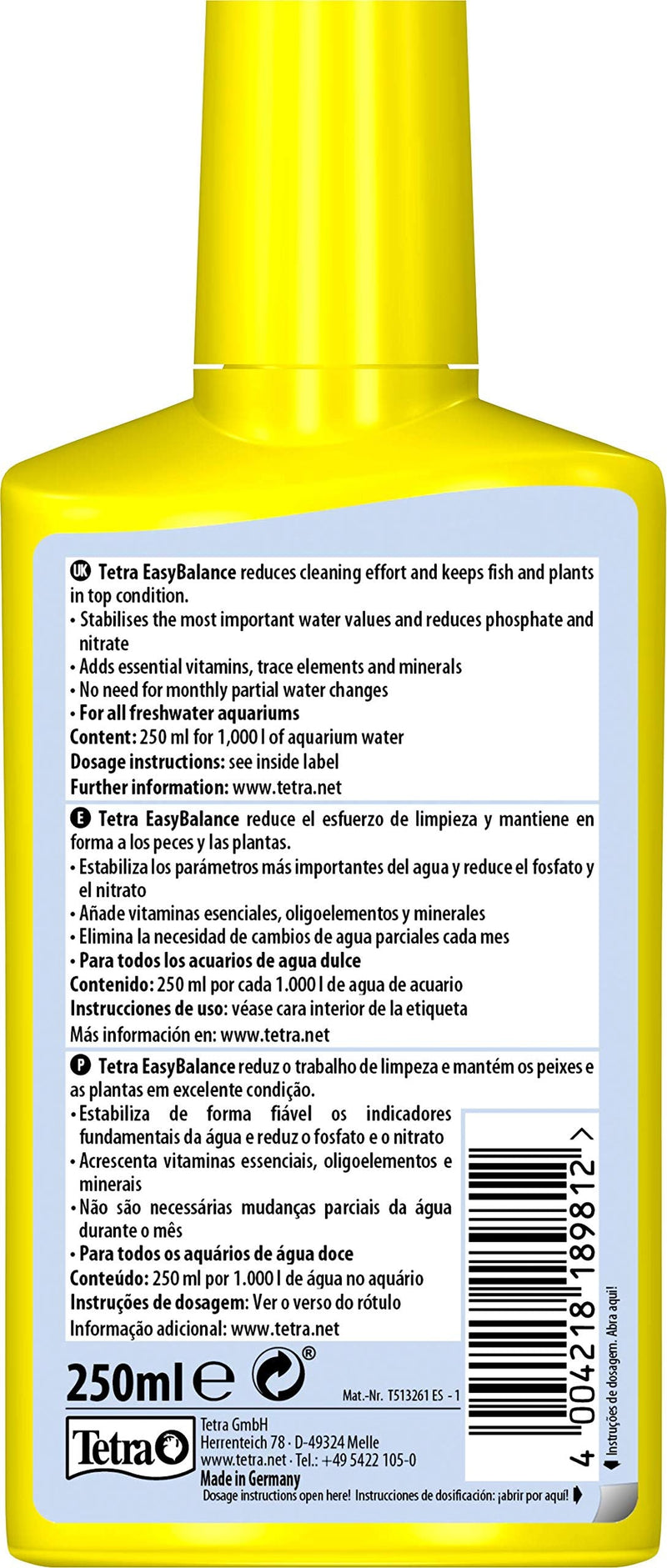 Tetra EasyBalance Reduces The Number of Water Changes of Your Fish Tank, 250 ml - PawsPlanet Australia