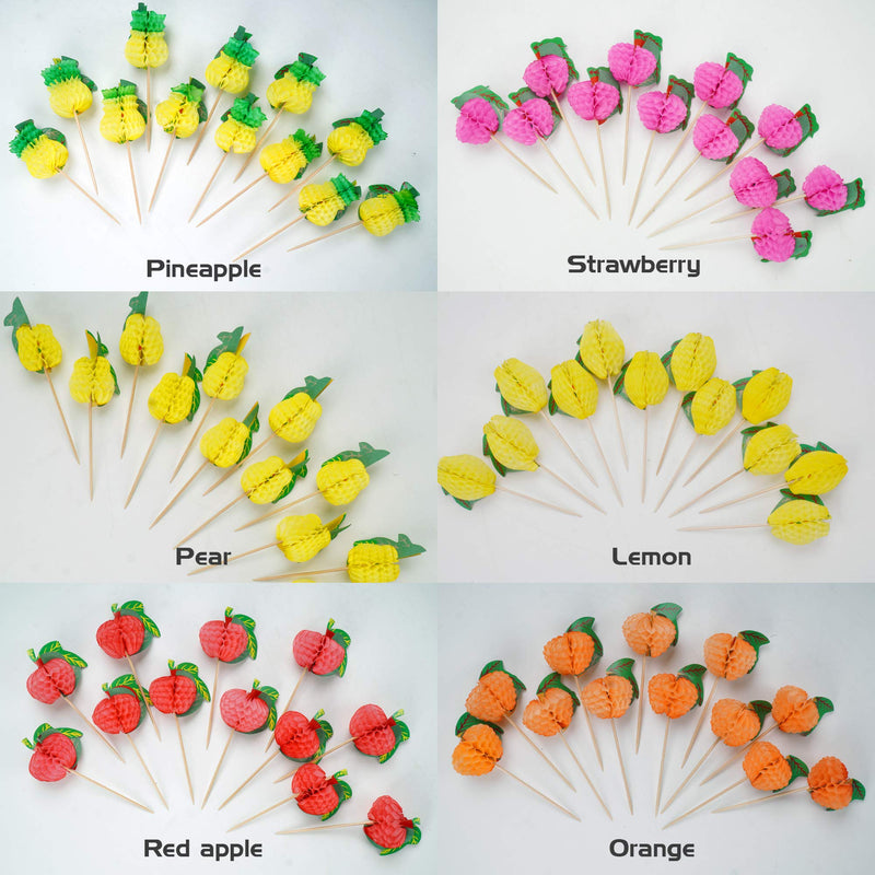 Qxzvzem 100 Pieces Cocktail Picks Paper Fruit Honeycomb Food Sticks Skewers Christmas Toothpicks for Appetizers Drink Garnish Luau Cake Tropical Margarita Party Decorations Bar Accessories 4 Inch Long - PawsPlanet Australia