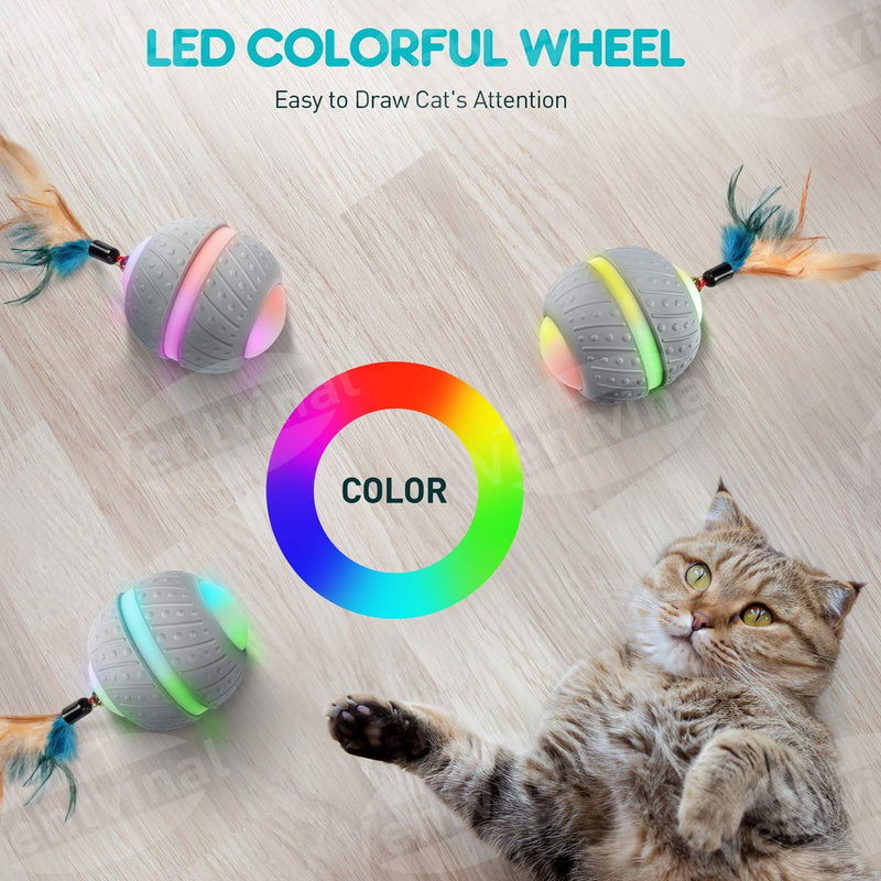 Ventvinal Cat Toy, 2 Mode Electric Interactive Ball,Automatic Rotating Cat Ball with USB Charging LED Light, Cat Roller Ball Intelligence Toy for Cat Pet - PawsPlanet Australia