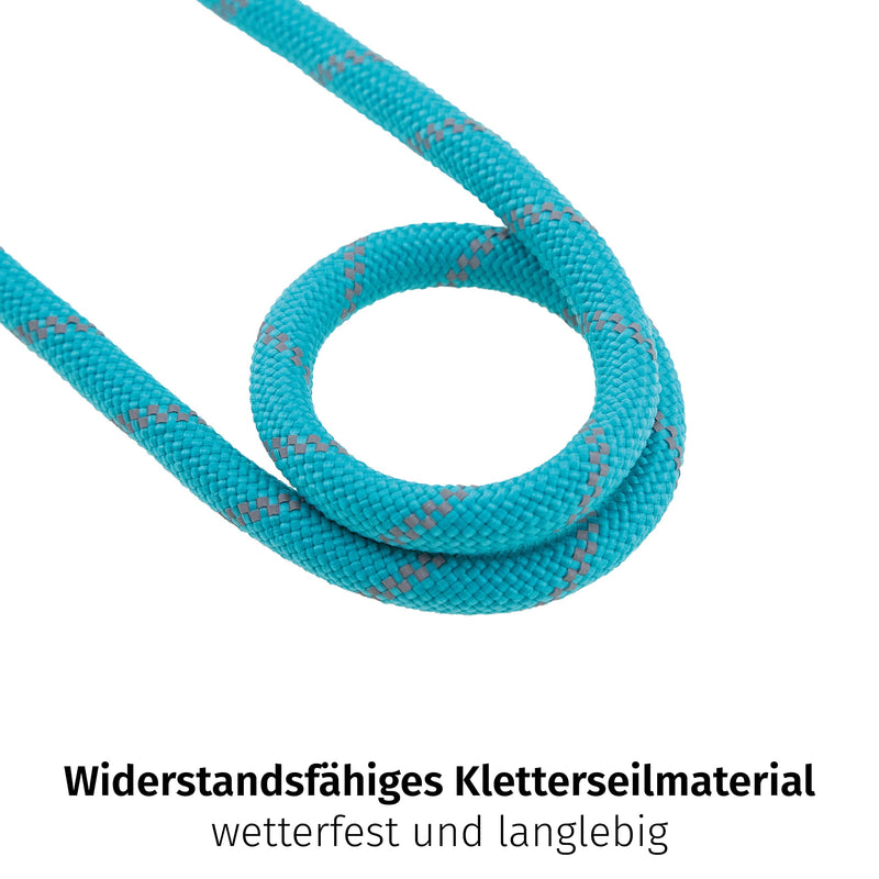 Floxik rope leash for dogs turquoise | Innovative 1.5m dog leash with two handles and reflective seams for medium & large dogs | Weather-resistant & resilient climbing rope material - PawsPlanet Australia