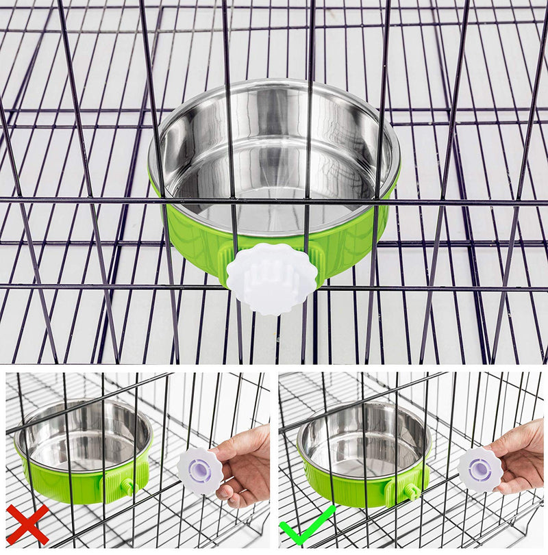 [Australia] - Crate Dog Bowl, Removable Stainless Steel Coop Cup Hanging Pet Cage Bowl Large Water Food Feeder for Dogs Cats Rabbits Green 