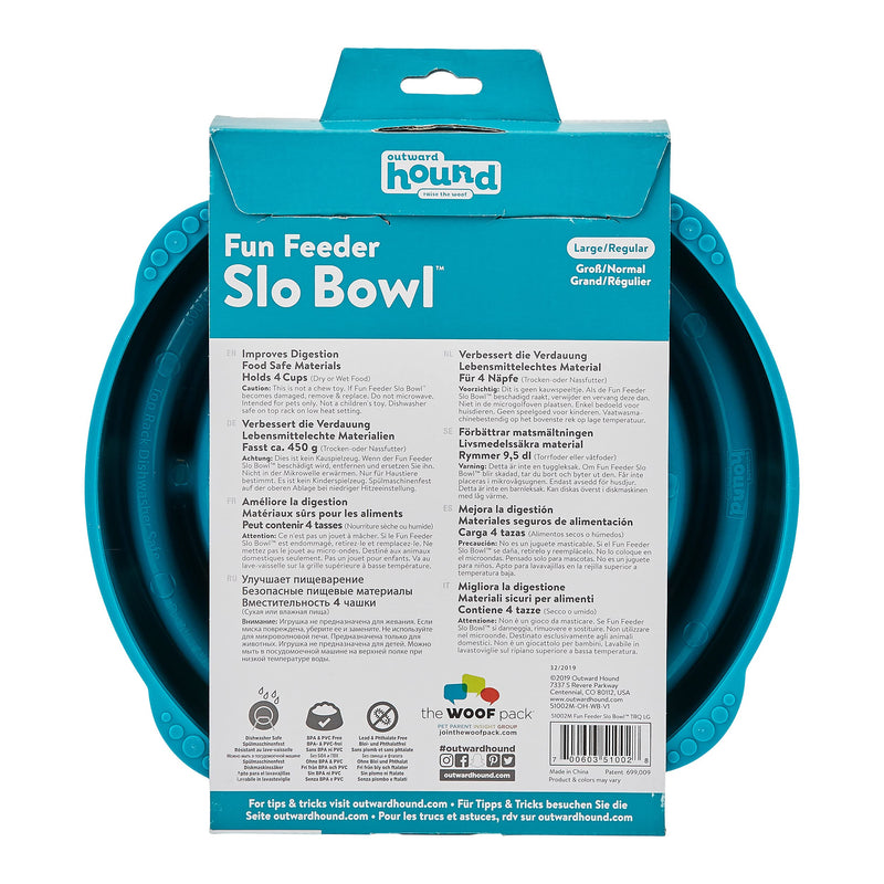 Outward Hound Fun Feeder Slo Bowl, Slow Feeder Dog Bowl, Large/Regular, Turquoise Turquoise Drop - PawsPlanet Australia