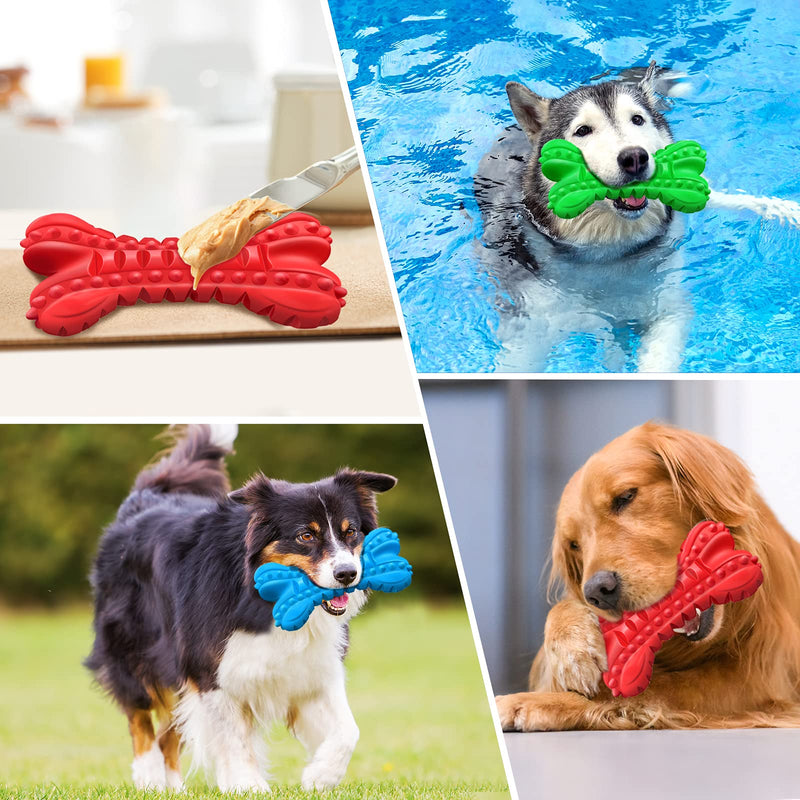 Dog Toys for Aggressive Chewers Large Breed, Durable Dog Chew Toy, Nearly Indestructible Dog Toys for Large Dogs, Tough Natural Rubber Puppy Chew Toys for Medium Dog Teeth Cleaning Blue Bone - PawsPlanet Australia
