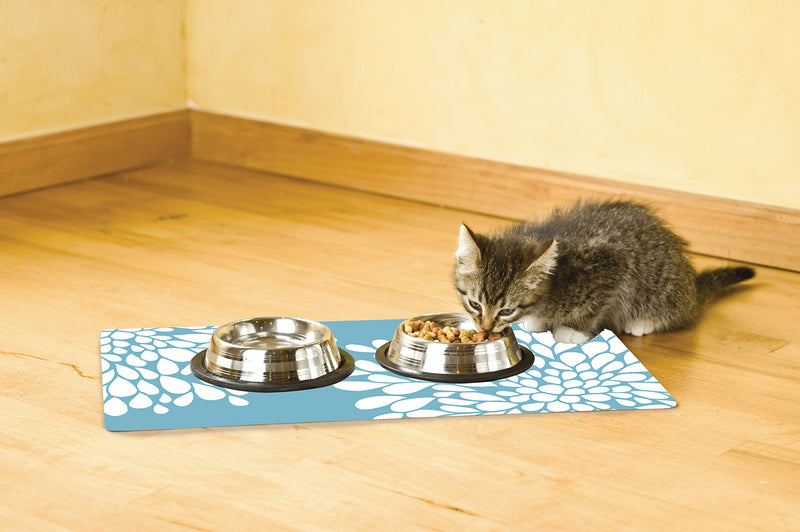 [Australia] - Drymate Pet Placemat, Dog Food Mat or Cat Food Mat - (Made from Recycled Fibers, Machine Washable) 100% Phthalate and BPA Free 12" x 20" Rejuvenation Blue 