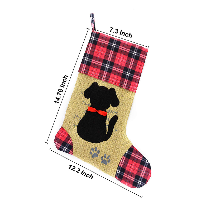 [Australia] - Wendsim Christmas Stocking for Pet Dog Cat with Red Bowknot Pet Stocking for Personalize 