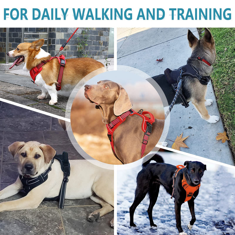 No Pull Dog Harness for Small Medium Large Dogs Adjustable Reflective Pet Vest with Front clip Handle Padded dog harness and lead set best for outdoor Training and walking Black S - PawsPlanet Australia