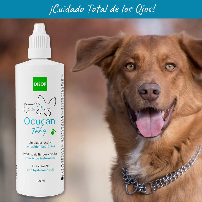 Ocucan Toby eye cleaner with hyaluronic acid for dogs. Removes eye secretions and dirt gently and naturally. Also prevents the appearance of spots under the eyes (100 ml) 100 ml - PawsPlanet Australia
