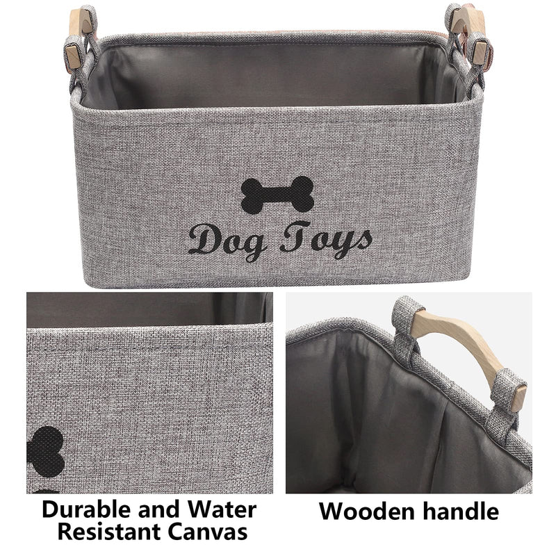 Morezi Linen-cotton dog toy box and puppy stuff storage basket organizer - perfect for organizing pet toys, blankets, leashes, vest, chew toy and clothes - Gray - PawsPlanet Australia