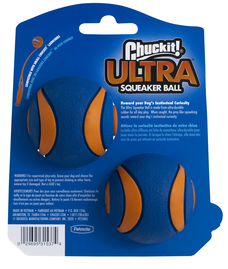 CHUCKIT Ultra Squeaker (2 Pack), Small Small, 2 pack Single - PawsPlanet Australia