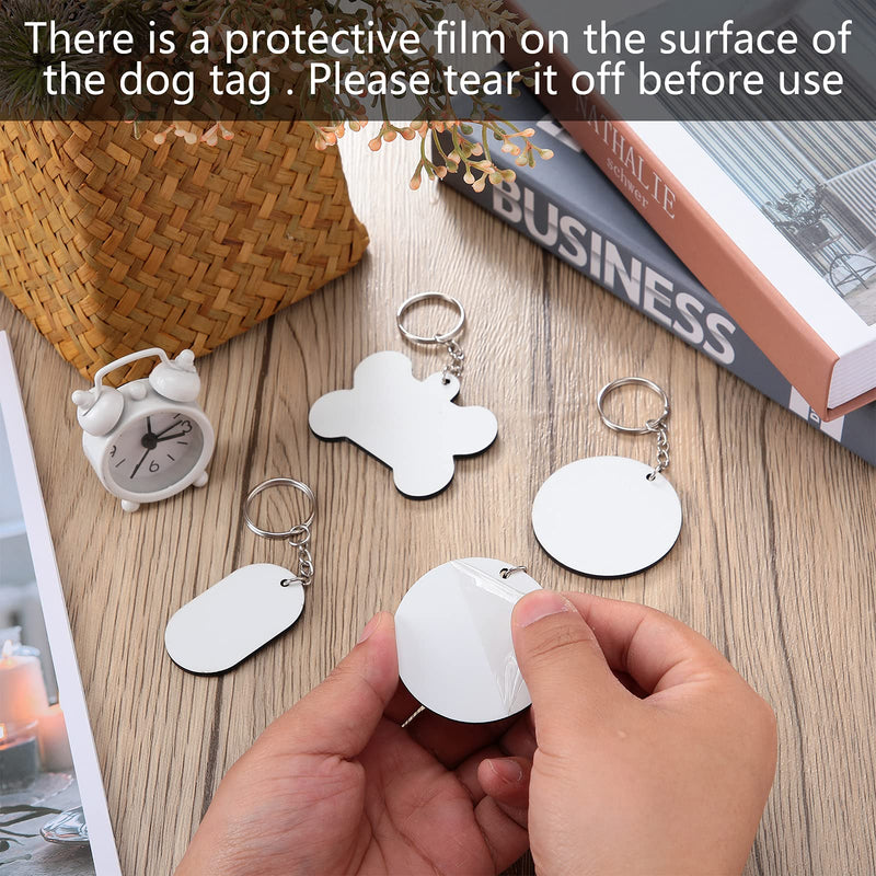 12 Pieces Sublimation Blank Dog Tags White Blank Craft Keychain Dog Tag 3 Styles Double Sided Sublimation Pet Tags for Dogs Cats DIY Personalized Tags Crafts Decorations - PawsPlanet Australia
