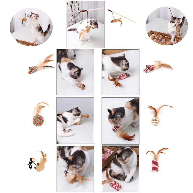 Yuning Cat Toys Gift Box, Cat Pet toys, Cat Feather Toys Set, Cat Interactive Wand Toy Set, 7 Pieces Of Replaceable Feather Fun Cat Toy Gift Set, Pet toys - Best Gift for Cat - PawsPlanet Australia