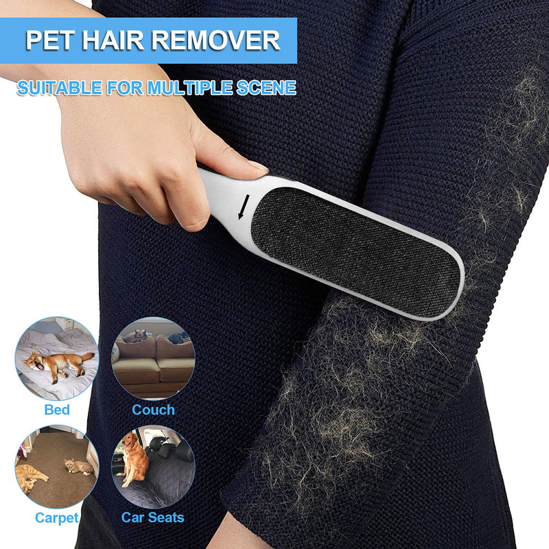 PETDOM Pet Hair Remover Brush - Integrated Sturdy Handle with Self-cleaning Base - Double-sided Cat Dog Fur & Lint Removal for Clothes, Furniture (Black, Travel Size Include) Black - PawsPlanet Australia