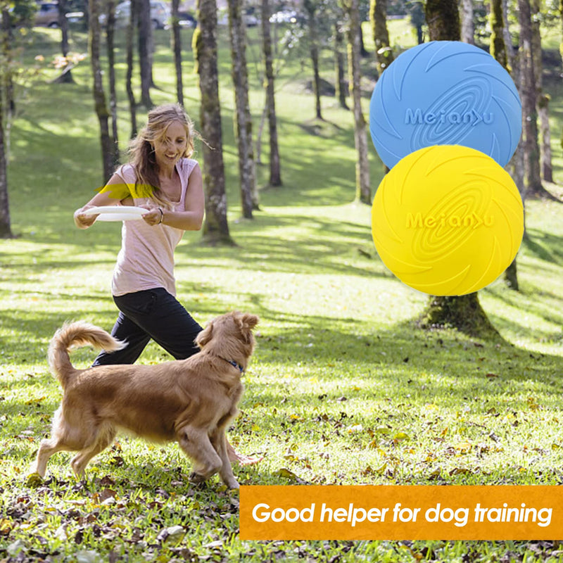 XPOOP 2 Pack Dog Flying Disc, Frisbee, Dog Frisbee, Frisbee Dog Toy, Rubber Dog Frisby, Frisbee, Dog Frisbee Indestructible, for Pet Training Toys/Outdoor Exercise Toys for Dogs(Blue and Yellow) - PawsPlanet Australia