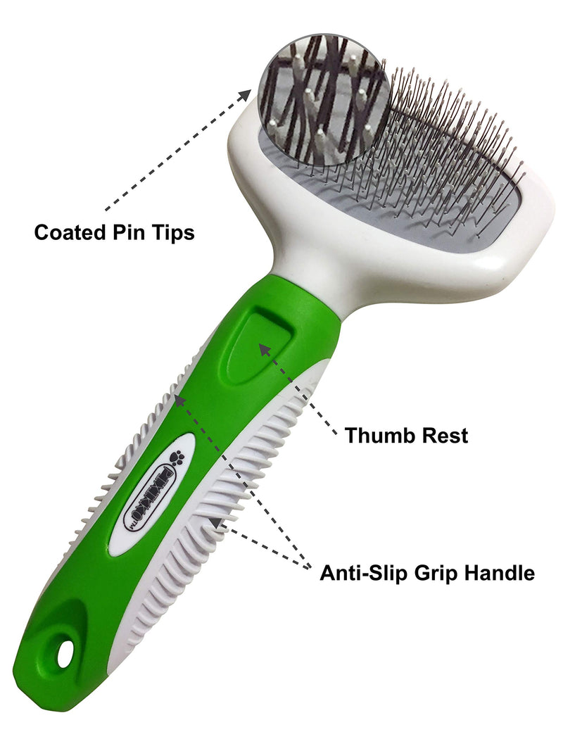 [Australia] - Pixikko Cat Slicker Pin Brush with Protective Tips + Non-Slip Grip Handle for Daily Grooming 