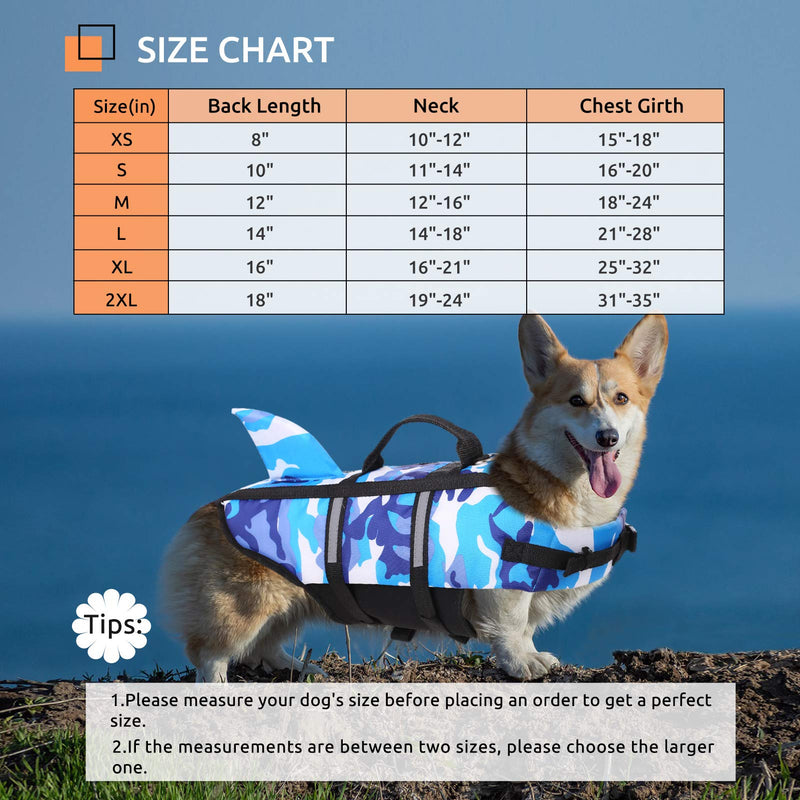 KAMA BRIDAL Dog Life Jacket Ripstop Pet Life Vest, Adjustable Camouflage Dog Flotation Lifesaver with Reflective Stripes Powerful Buoyancy for Small Medium and Large Dogs X-Small Blue - PawsPlanet Australia