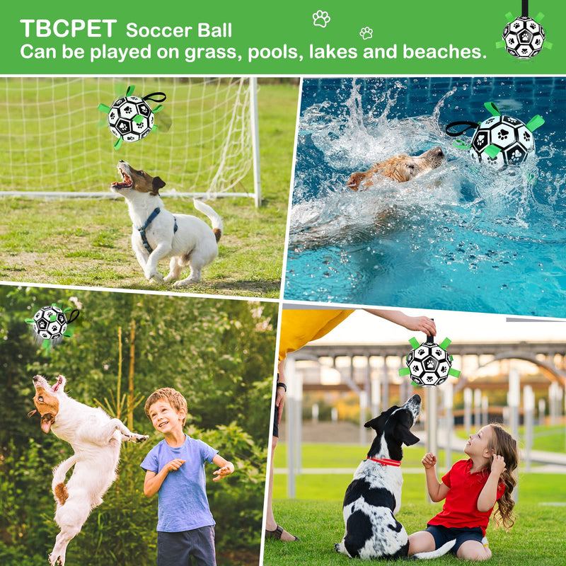 Dog Toys Soccer Ball with Straps, World Cup Interactive Dogs Toys for Tug of War, Yard Game Toy, Dog Water Toy for Small & Medium Dogs Puppy Birthday Gifts Outdoor Jolly Ball Boredom Buster (6 Inch) 6 inch - PawsPlanet Australia